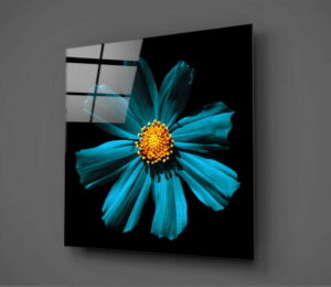 Černo-tyrkysový skleněný obraz Insigne Flowerina