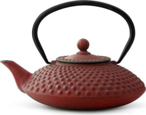 Červená litinová konvice se sítkem na sypaný čaj Bredemeijer Xilin