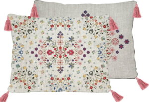 Oboustranný povlak na polštář s příměsí lnu Madre Selva Flowers Tapestry