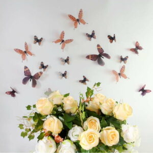 Sada 18 hnědých adhezivních 3D samolepek Ambiance Butterflies Chic Ambiance