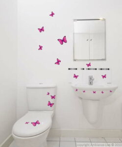 Sada 18 samolepek Fanastick Pink Butterflies Ambiance
