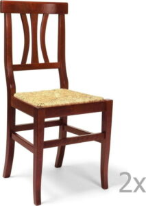 Sada 2 dřevěných jídelních židlí Castagnetti Straw Castagnetti