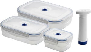 Set 3 boxů na potraviny a vakuové pumpy Compactor Food Saver Compactor