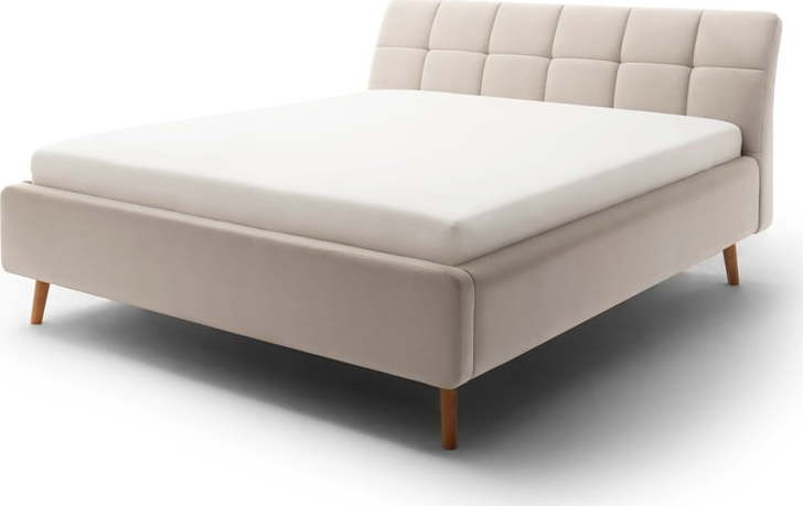 Béžová čalouněná dvoulůžková postel s úložným prostorem s roštem 160x200 cm Mila – Meise Möbel Meise Möbel