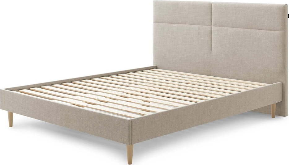 Béžová čalouněná dvoulůžková postel s roštem 180x200 cm Elyna – Bobochic Paris Bobochic Paris