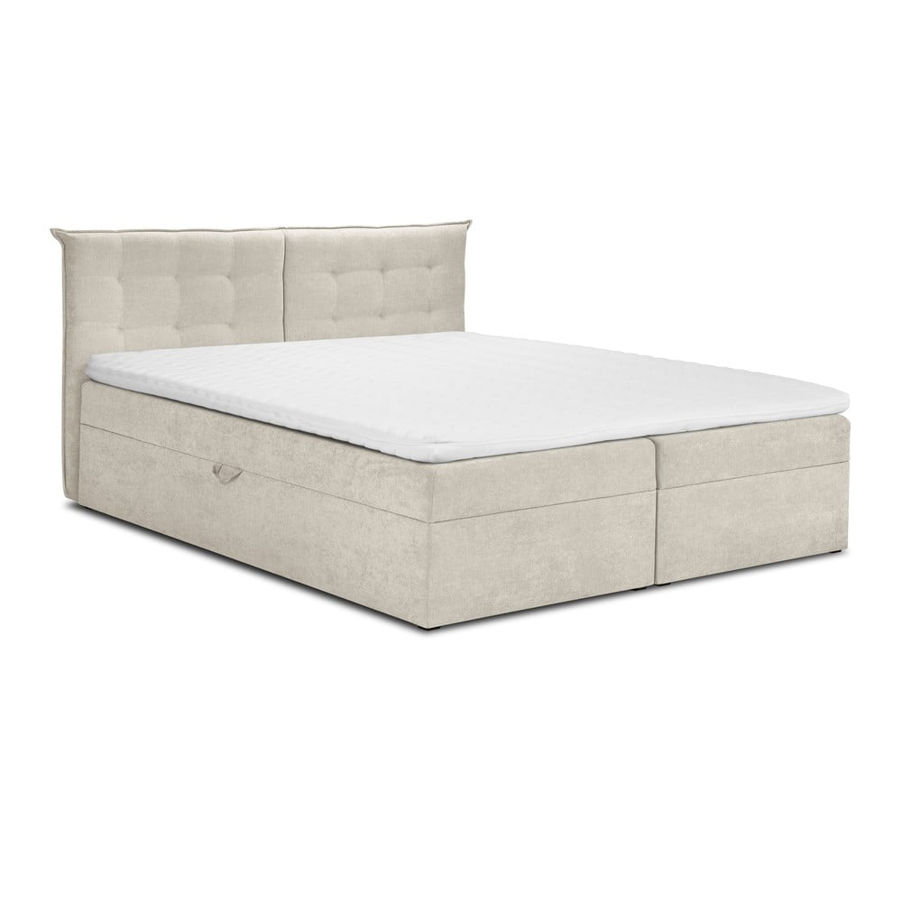Béžová boxspring postel s úložným prostorem 160x200 cm Echaveria – Mazzini Beds Mazzini Beds