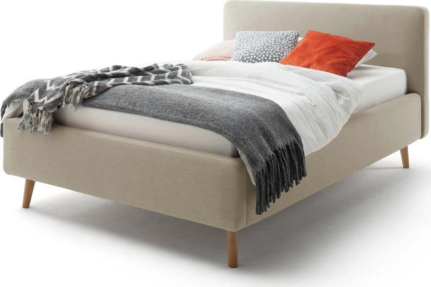 Šedohnědá čalouněná dvoulůžková postel s úložným prostorem s roštem 140x200 cm Mattis – Meise Möbel Meise Möbel