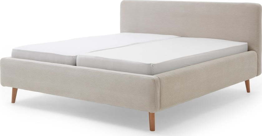 Béžová čalouněná dvoulůžková postel s úložným prostorem s roštem 160x200 cm Mattis Cord – Meise Möbel Meise Möbel