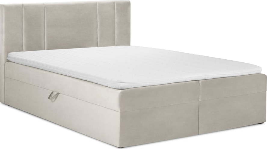 Béžová boxspring postel s úložným prostorem 180x200 cm Afra – Mazzini Beds Mazzini Beds