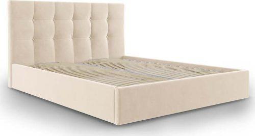 Béžová čalouněná dvoulůžková postel s úložným prostorem s roštem 180x200 cm Nerin – Mazzini Beds Mazzini Beds