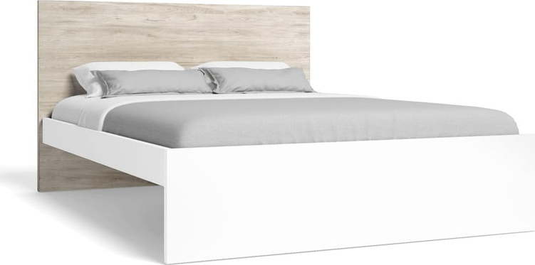 Bílá/přírodní dvoulůžková postel v dekoru dubu 140x190 cm Sahara – Marckeric Marckeric