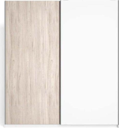 Bílá šatní skříň v dekoru dubu s posuvnými dveřmi 182x200 cm Sahara - Marckeric Marckeric