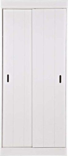 Bílá šatní skříň z borovicového dřeva s posuvnými dveřmi 85x195 cm Row - WOOOD WOOOD