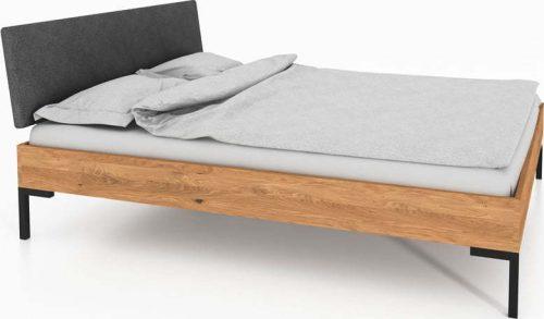Dvoulůžková postel z dubového dřeva s čalouněným čelem 140x200 cm Abies 1 – The Beds The Beds