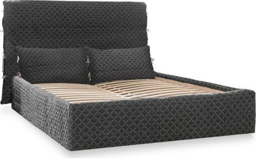 Černá čalouněná dvoulůžková postel s úložným prostorem s roštem 140x200 cm Sleepy Luna – Miuform Miuform
