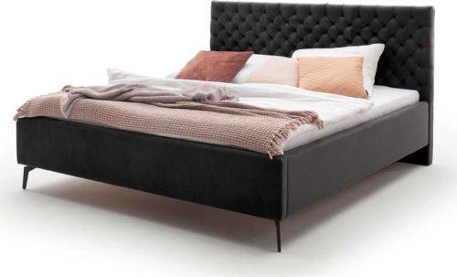 Černá čalouněná dvoulůžková postel s úložným prostorem s roštem 160x200 cm La Maison – Meise Möbel Meise Möbel