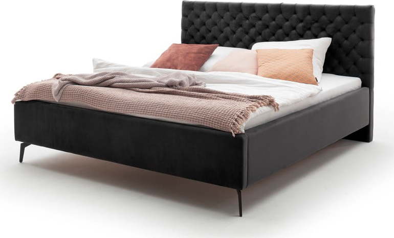 Černá čalouněná dvoulůžková postel s úložným prostorem s roštem 180x200 cm La Maison – Meise Möbel Meise Möbel