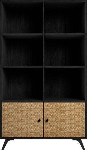 Černá knihovna v dekoru exotického dřeva 92x160 cm Hanoi - Marckeric Marckeric