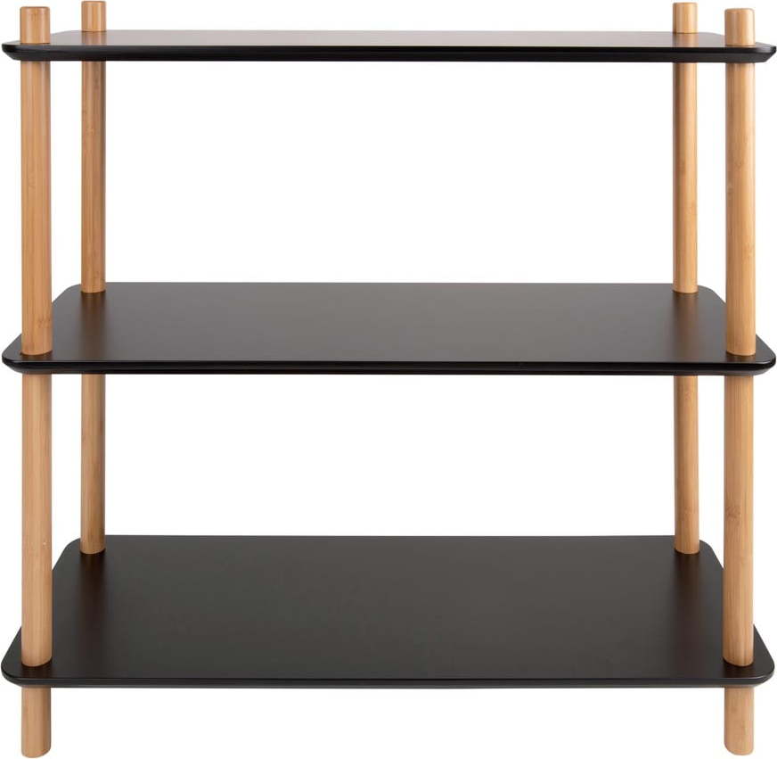Černý regál s bambusovými nohami Leitmotiv Cabinet Simplicity