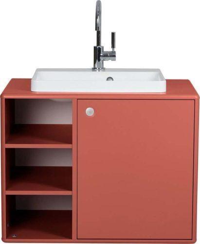 Červená závěsná skříňka s umyvadlem bez baterie 80x62 cm Color Bath – Tom Tailor Tom Tailor