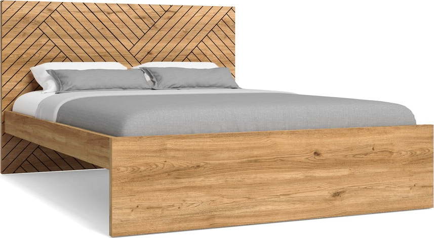 Dvoulůžková postel v dekoru dubu v přírodní barvě 140x190 cm Zebra – Marckeric Marckeric