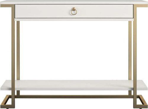 Konzolový stolek v bílo-zlaté barvě CosmoLiving by Cosmopolitan Camila