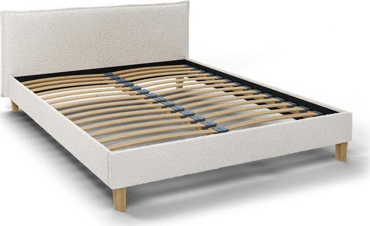 Krémová čalouněná dvoulůžková postel s roštem 160x200 cm Tina – Ropez Ropez
