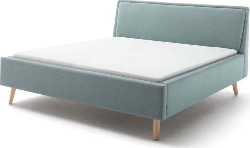Modrošedá čalouněná dvoulůžková postel s úložným prostorem s roštem 160x200 cm Frieda – Meise Möbel Meise Möbel