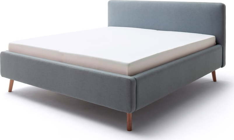 Modrošedá čalouněná dvoulůžková postel s úložným prostorem s roštem 160x200 cm Mattis – Meise Möbel Meise Möbel