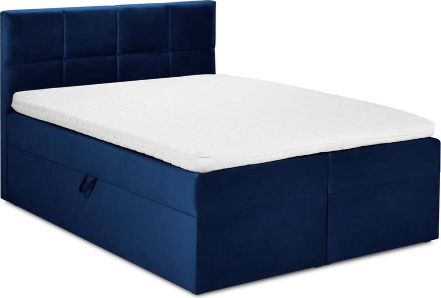 Modrá boxspring postel s úložným prostorem 200x200 cm Mimicry – Mazzini Beds Mazzini Beds