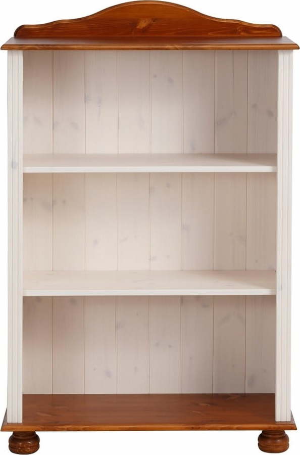 Bílo-hnědá knihovna z borovicového dřeva 77x116 cm Ella - Støraa Støraa