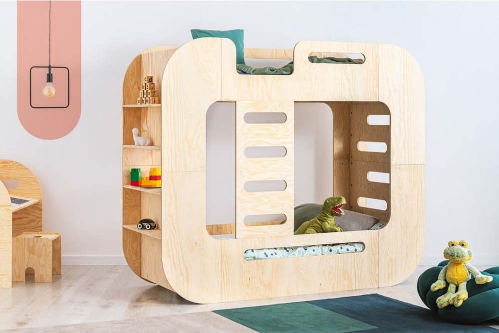 Patrová dětská postel s úložným prostorem 90x200 cm v přírodní barvě Mundo – Adeko Adeko