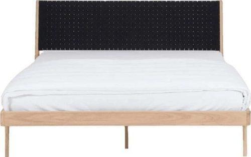 Černá/přírodní dvoulůžková postel z dubového dřeva 140x200 cm Fawn – Gazzda Gazzda