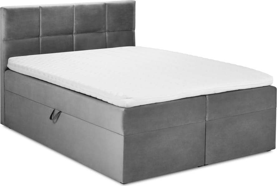 Šedá boxspring postel s úložným prostorem 160x200 cm Mimicry – Mazzini Beds Mazzini Beds