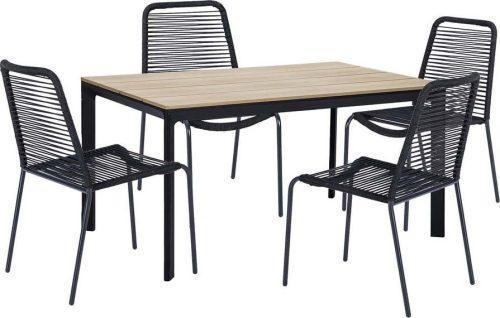 Set 4 černých jídelních židlí Kai a přírodního stolu Thor – Bonami Essentials Bonami Essentials