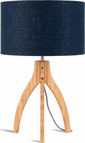 Stolní lampa s modrým stínidlem a konstrukcí z bambusu Good&Mojo Annapurna Good&Mojo