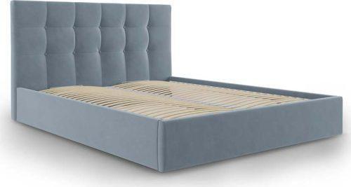 Světle modrá čalouněná dvoulůžková postel s úložným prostorem s roštem 180x200 cm Nerin – Mazzini Beds Mazzini Beds
