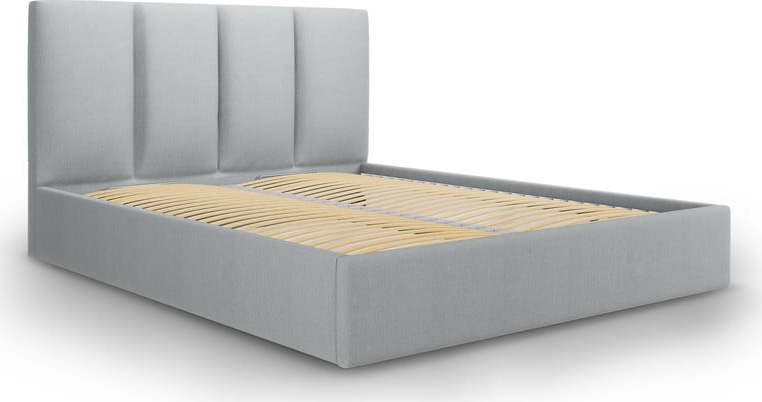 Šedá čalouněná dvoulůžková postel s úložným prostorem s roštem 140x200 cm Juniper – Mazzini Beds Mazzini Beds