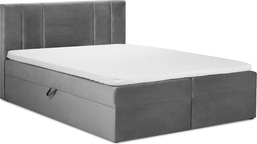 Šedá boxspring postel s úložným prostorem 160x200 cm Afra – Mazzini Beds Mazzini Beds