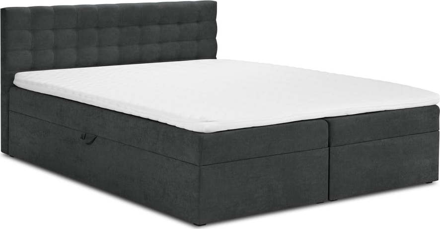 Tmavě šedá boxspring postel s úložným prostorem 200x200 cm Jade – Mazzini Beds Mazzini Beds
