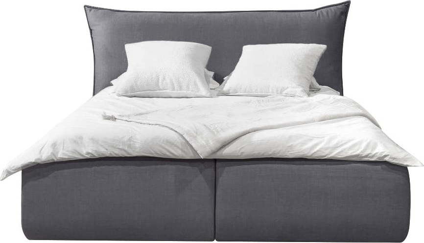 Tmavě šedá čalouněná dvoulůžková postel s úložným prostorem s roštem 160x200 cm Jade – Bobochic Paris Bobochic Paris