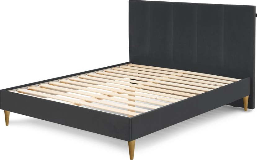 Antracitová čalouněná dvoulůžková postel s roštem 160x200 cm Vivara – Bobochic Paris Bobochic Paris