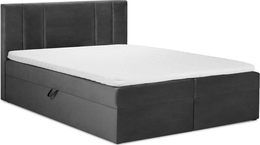 Tmavě šedá boxspring postel s úložným prostorem 160x200 cm Afra – Mazzini Beds Mazzini Beds