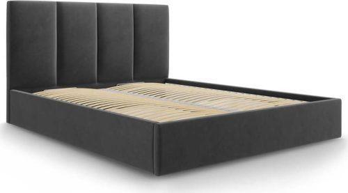 Tmavě šedá čalouněná dvoulůžková postel s úložným prostorem s roštem 160x200 cm Juniper – Mazzini Beds Mazzini Beds