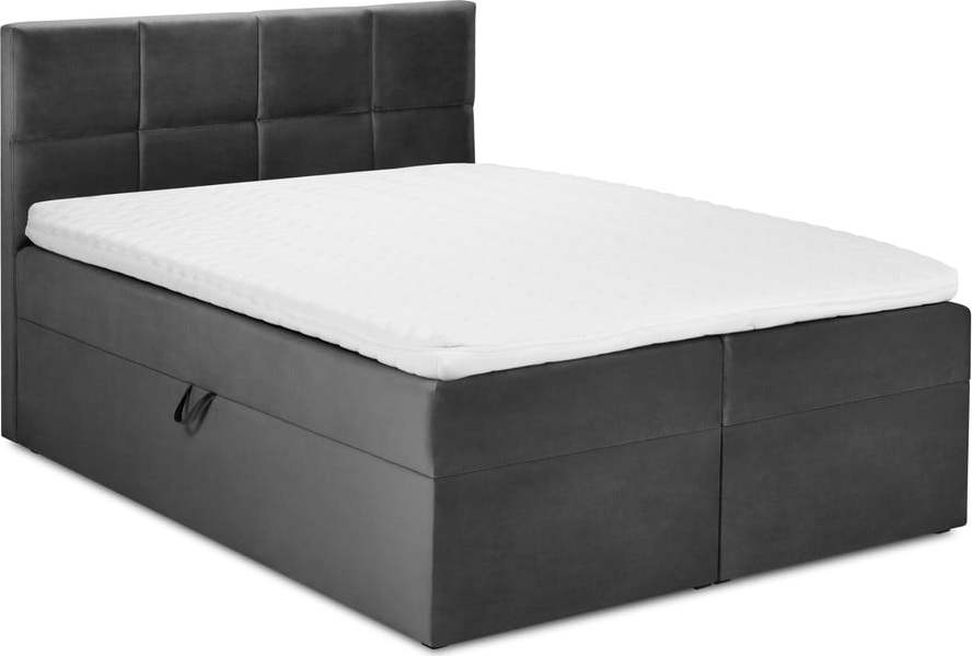 Tmavě šedá boxspring postel s úložným prostorem 200x200 cm Mimicry – Mazzini Beds Mazzini Beds