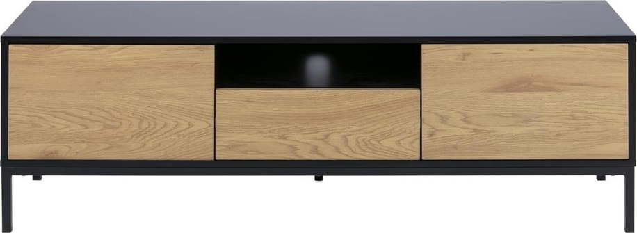 Černý TV stolek v dekoru dubu 140x45 cm Seaford - Actona Actona