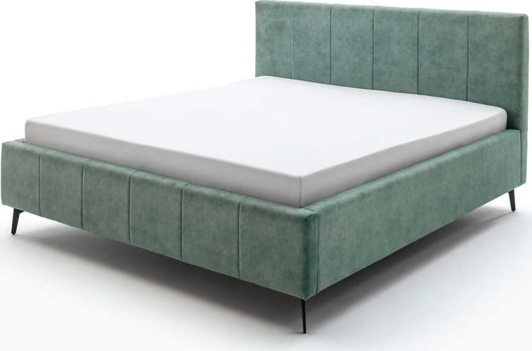 Zelená čalouněná dvoulůžková postel s úložným prostorem s roštem 160x200 cm Lizzano – Meise Möbel Meise Möbel