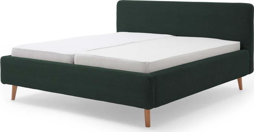 Tmavě zelená čalouněná dvoulůžková postel 180x200 cm Mattis Cord – Meise Möbel Meise Möbel