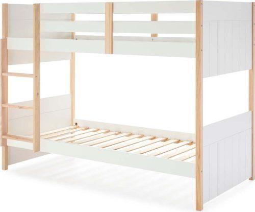 Bílá patrová dětská postel z borovicového dřeva 90x190 cm Kiara – Marckeric Marckeric