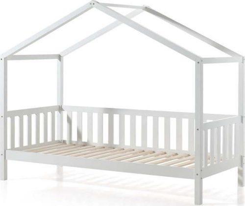 Bílá domečková dětská postel z borovicového dřeva Vipack Dallas